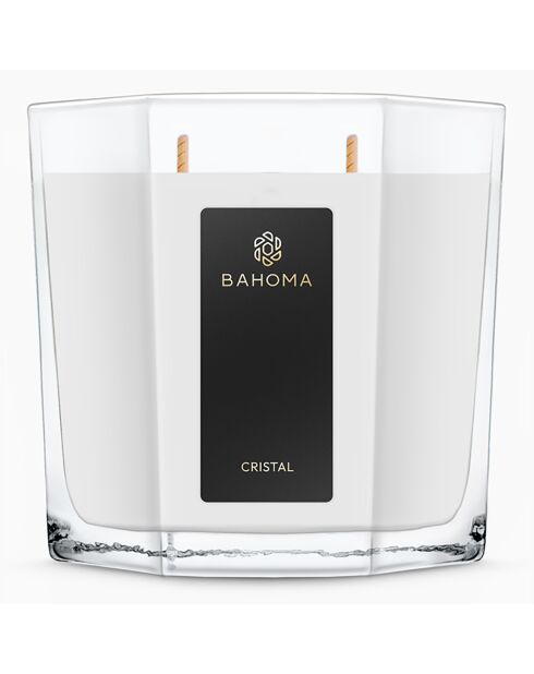 Achteckige XL-Kristallkerze, 2 Dochte, 80 Stunden