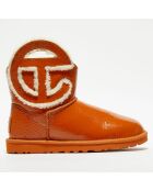 Bottines en Cuir Verni fourrées Ugg X Telfar Logo Mini Crinkle rouille