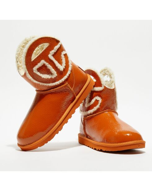 Bottines en Cuir Verni fourrées Ugg X Telfar Logo Mini Crinkle rouille