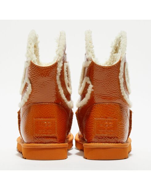 Bottines en Cuir Verni fourrées Ugg X Telfar Logo Mini Crinkle rouille