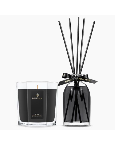 Diffuseur & grande bougie Obsidian Bois de santal noir - 1 mèche 75h