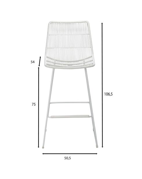 Chaise de bar tressée con dao blanc - 50.5x54x106.5 cm