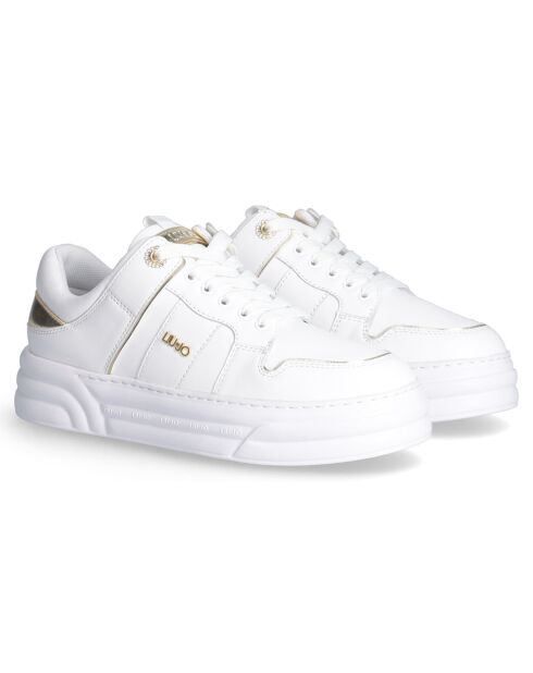 Sneakers en Cuir Cleo blanc/doré/noir