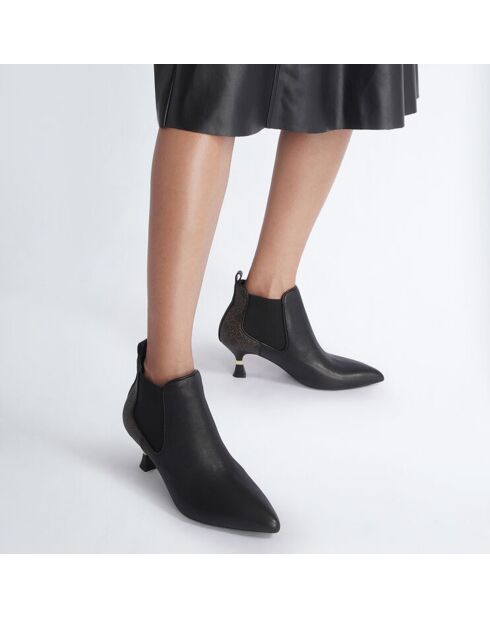 Bottines en Cuir Gaia noir/marron - Talon 6 cm