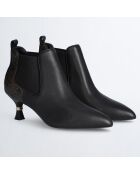 Bottines en Cuir Gaia noir/marron - Talon 6 cm