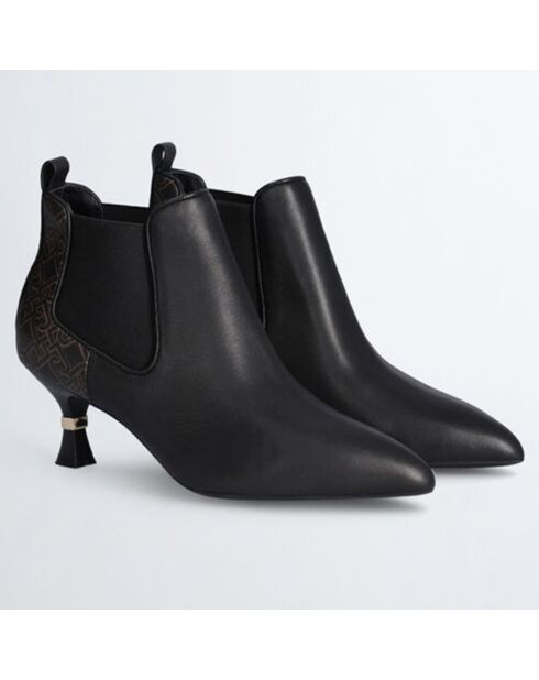 Bottines en Cuir Gaia noir/marron - Talon 6 cm