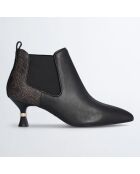 Bottines en Cuir Gaia noir/marron - Talon 6 cm