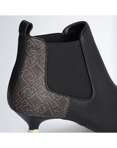 Bottines en Cuir Gaia noir/marron - Talon 6 cm