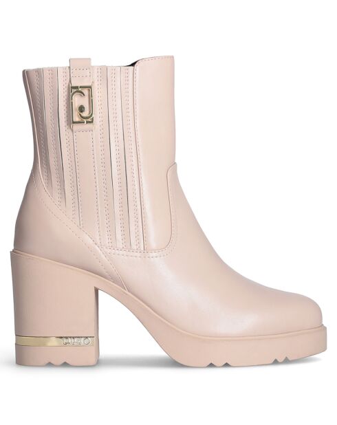 Bottines en Cuir Gloria rose pâle - Talon 9.5 cm