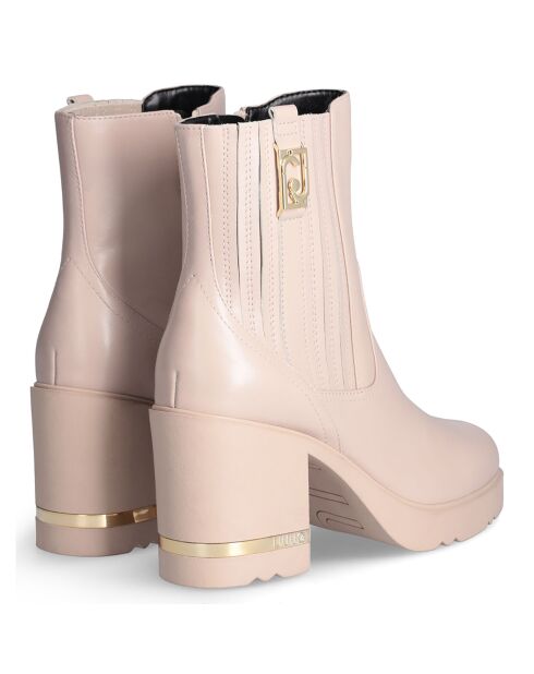 Bottines en Cuir Gloria rose pâle - Talon 9.5 cm