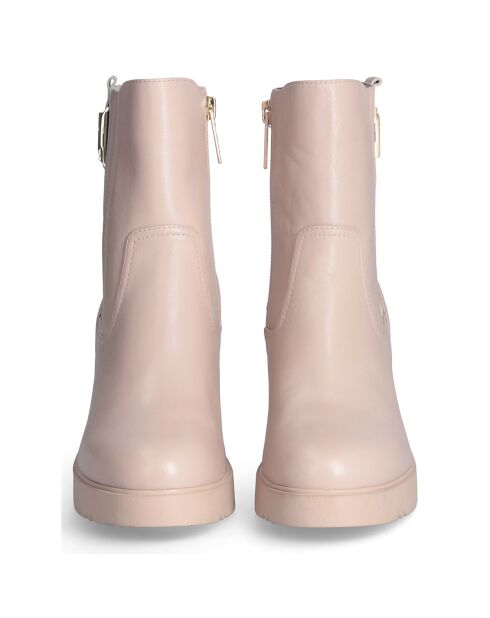 Bottines en Cuir Gloria rose pâle - Talon 9.5 cm