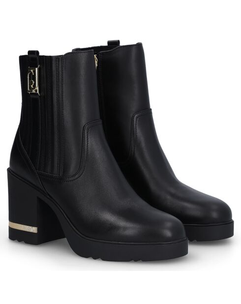 Bottines en Cuir Gloria noires - Talon 9.5 cm