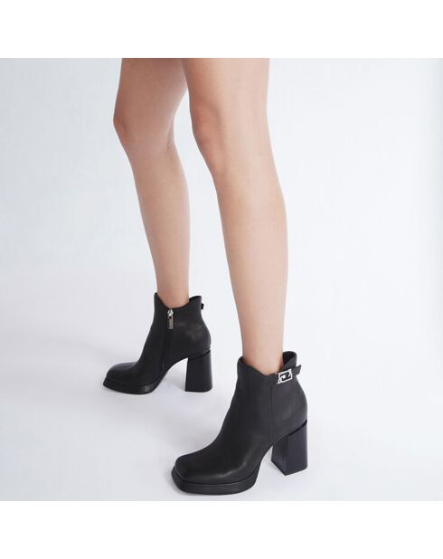Bottines en Cuir Nana noires - Talon 9 cm