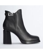 Bottines en Cuir Nana noires - Talon 9 cm