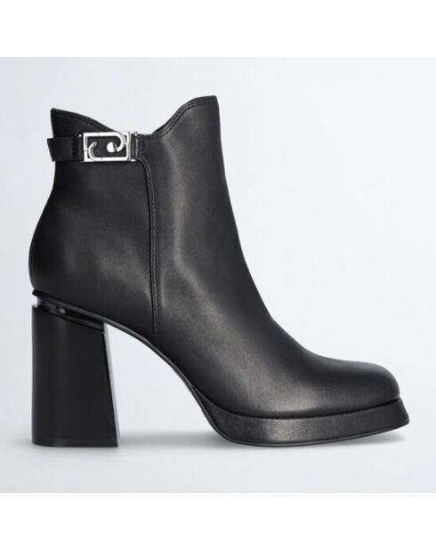 Bottines en Cuir Nana noires - Talon 9 cm