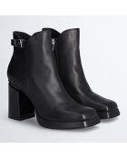 Bottines en Cuir Nana noires - Talon 9 cm