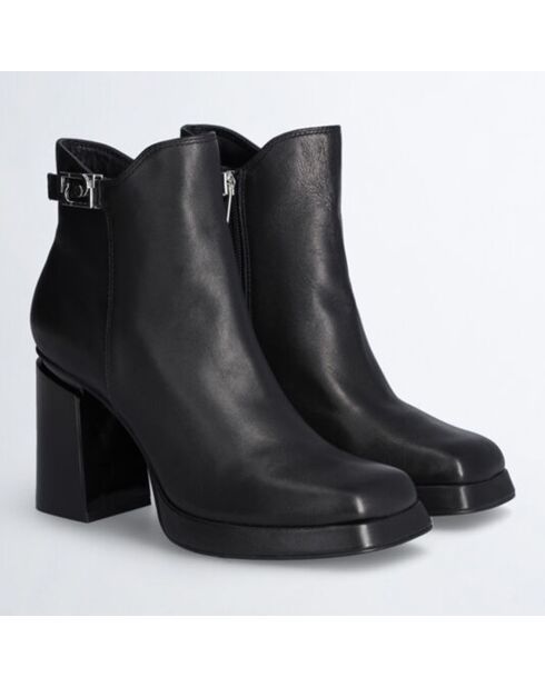 Bottines en Cuir Nana noires - Talon 9 cm