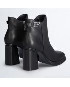 Bottines en Cuir Nana noires - Talon 9 cm