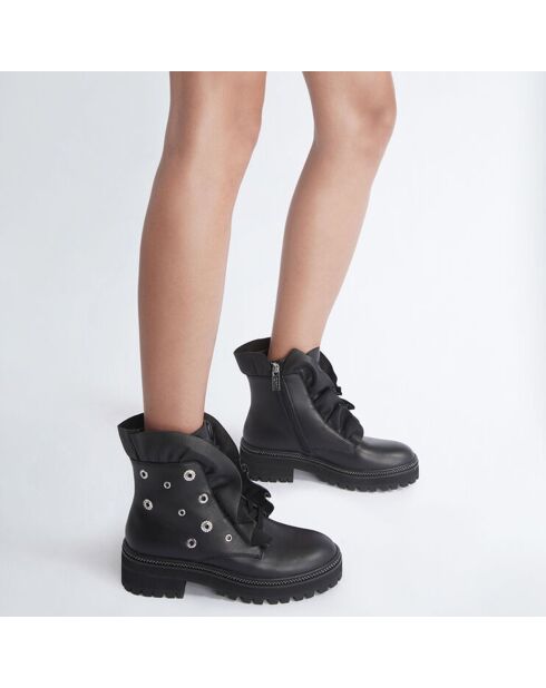 Boots en Cuir Pink noires