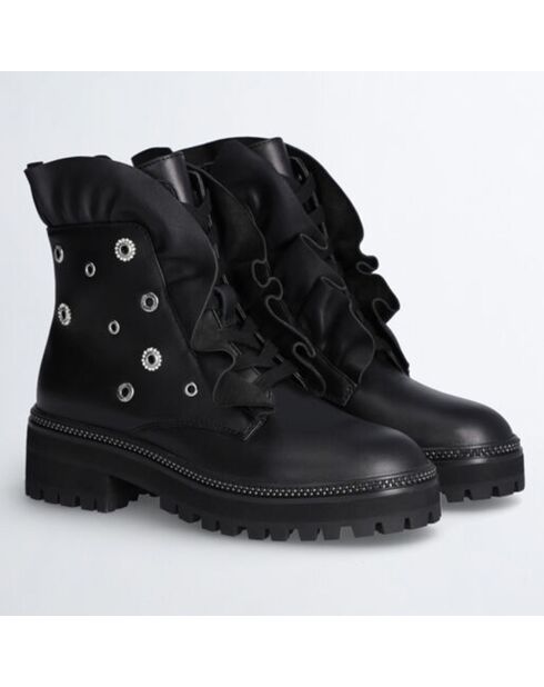 Boots en Cuir Pink noires