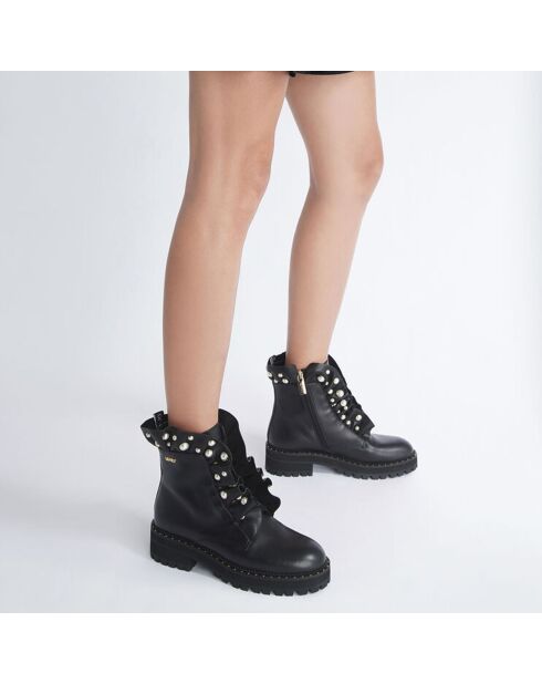 Boots en Cuir Pink noires