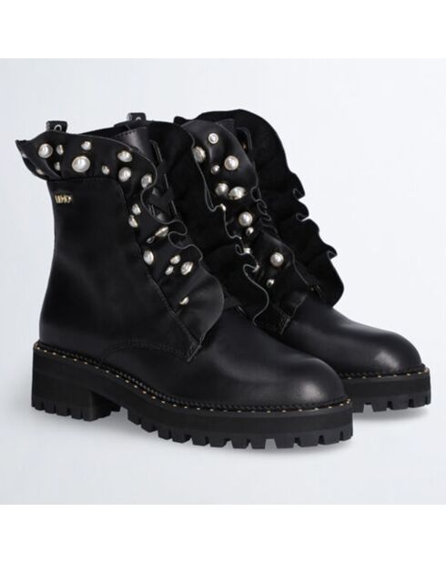 Boots en Cuir Pink noires