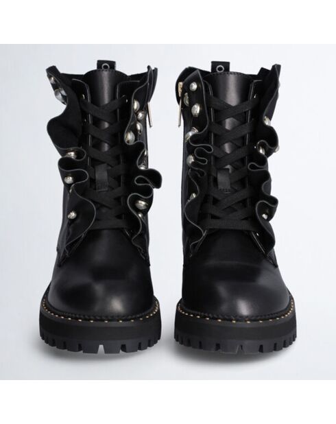 Boots en Cuir Pink noires
