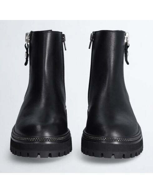 Boots en Cuir Pink noires