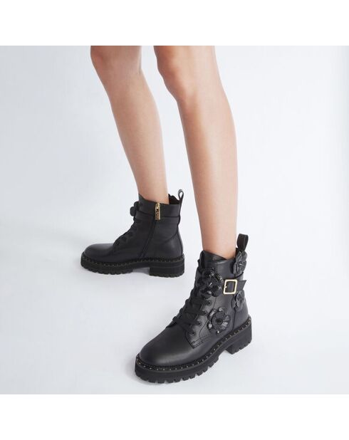 Boots en Cuir Pink noires