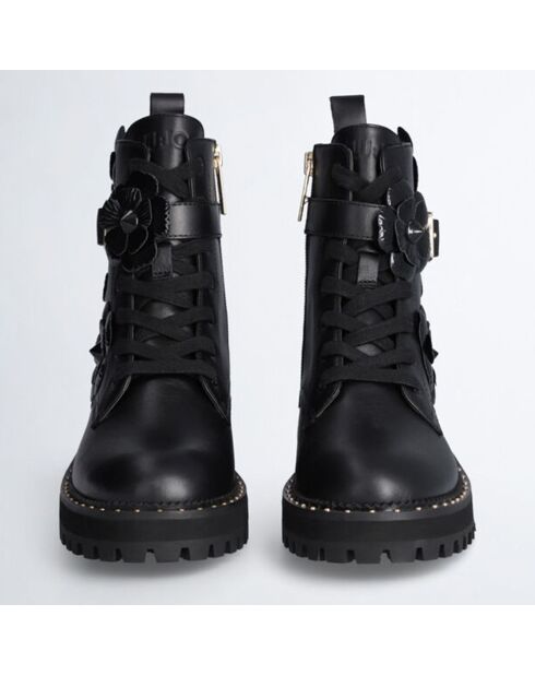 Boots en Cuir Pink noires