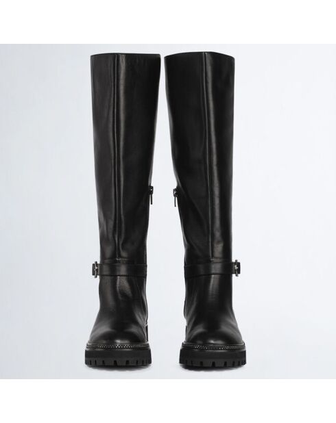 Bottes en Cuir Pink noires