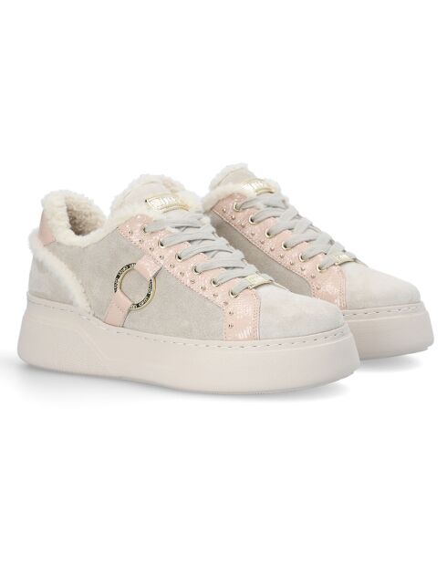 Sneakers en Cuir Tami beige/rose