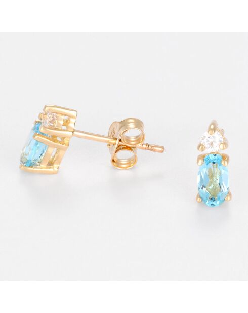 Tiop Zirkonium & Topaz geelgouden oorbellen