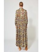 Robe longue Bohemian imprimée kaki/multicolore