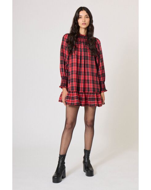 Robe Winter Baptême tartan rouge/noir