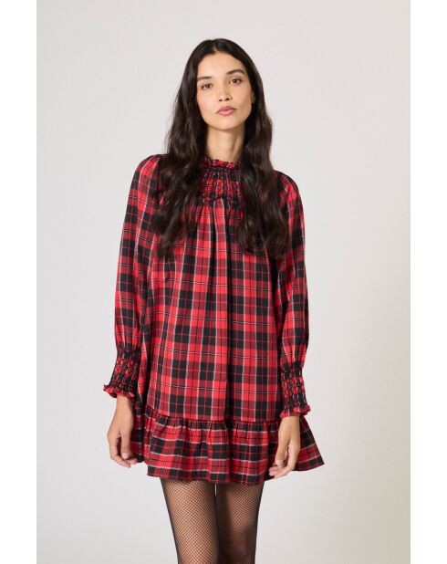 Robe Winter Baptême tartan rouge/noir