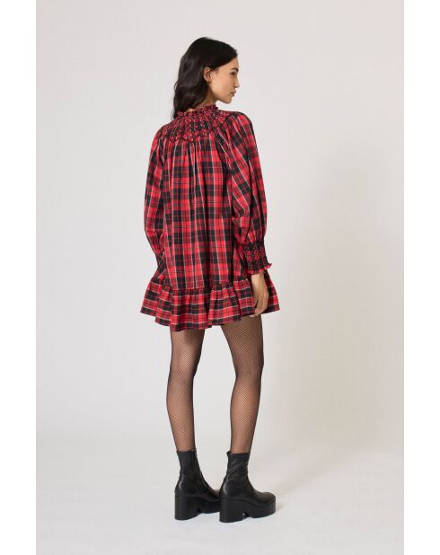 Robe Winter Baptême tartan rouge/noir