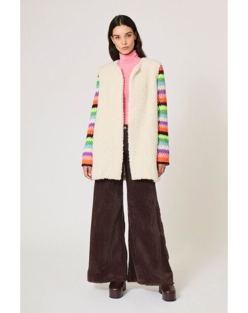 Manteau en Fausse Fourrure Indie multicolore