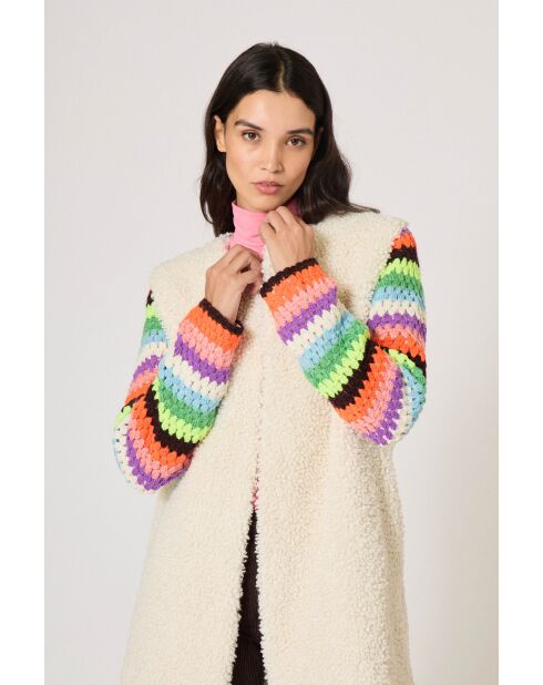 Manteau en Fausse Fourrure Indie multicolore