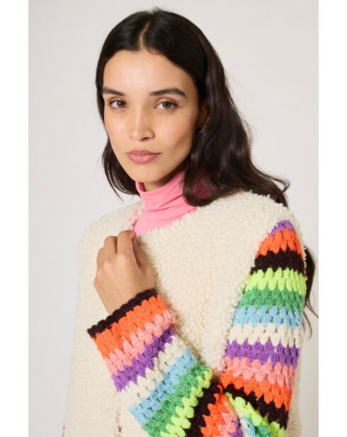 Manteau en Fausse Fourrure Indie multicolore