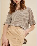 Blouse Brésil à rayures kaki/beige