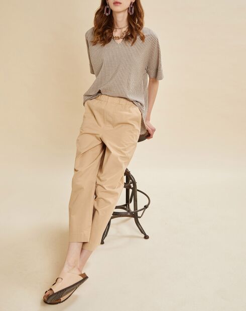 Blouse Brésil à rayures kaki/beige