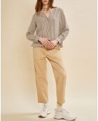 Chemise Cosie rayée kaki/beige