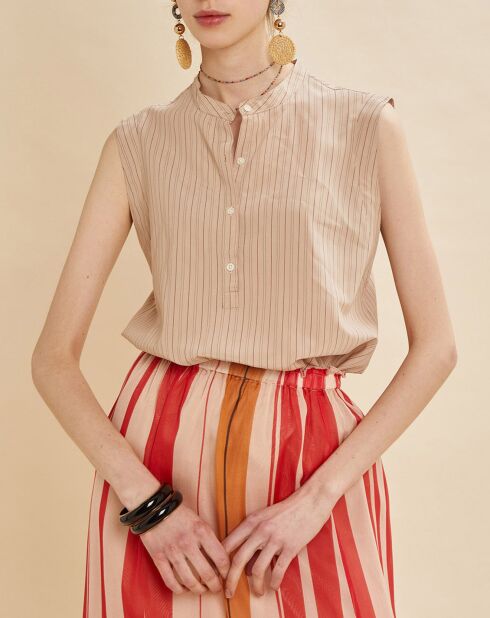 Beige gestreepte blouse Bastia