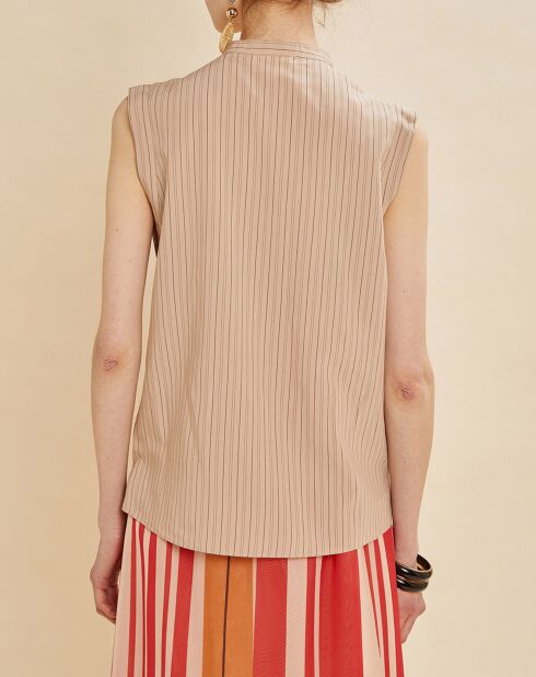 Beige gestreepte blouse Bastia