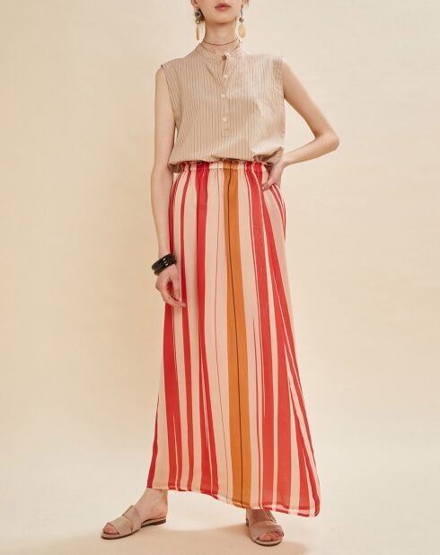 Beige gestreepte blouse Bastia