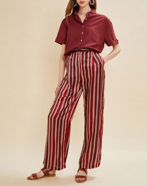 Pantalon Poitiers rayé rouge