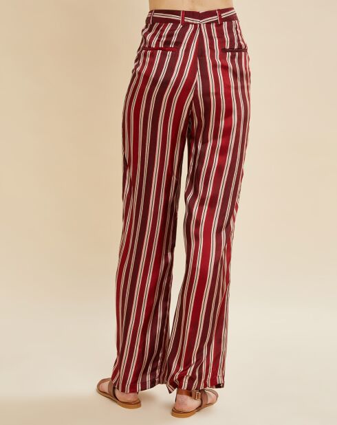 Pantalon Poitiers rayé rouge