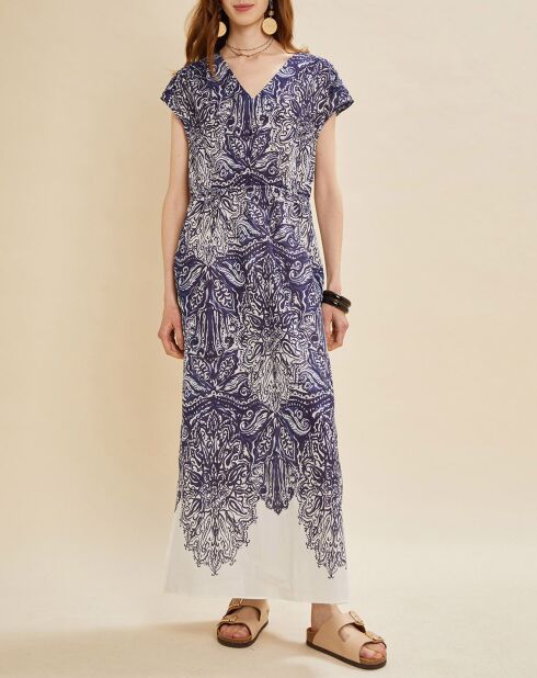 Marineblauwe jurk met print Rome