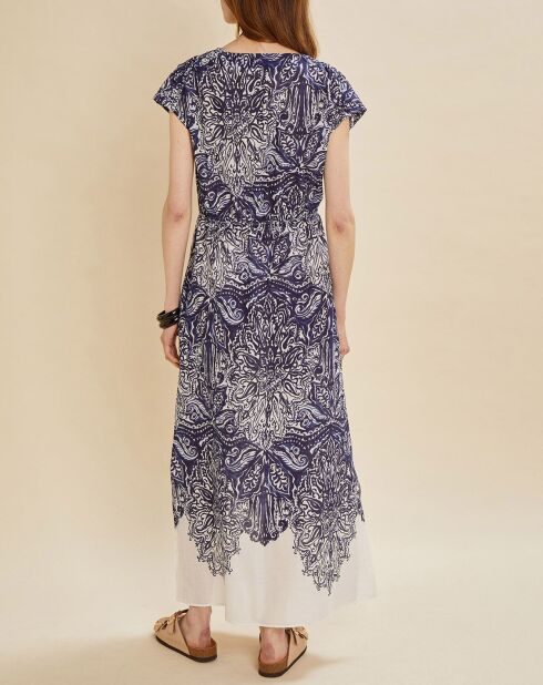 Marineblauwe jurk met print Rome